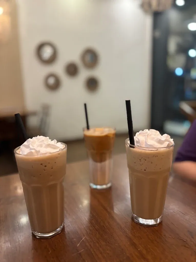 Cold coffees topped with whipped cream